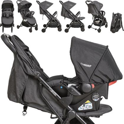 Imagem de Carrinho de Gemeos com 2 Bebe Conforto Kiddo Road Melange Preto