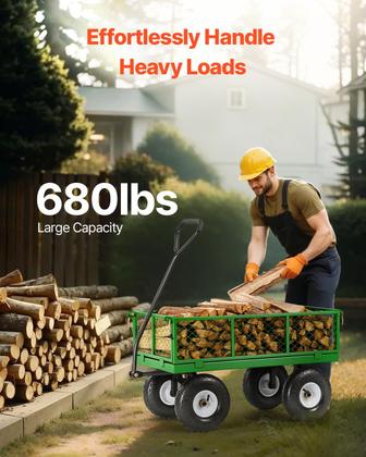 Imagem de Carrinho de jardim VEVOR 310 kg de aço com 10 pneus e alça de 180