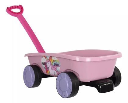 Imagem de Carrinho De Mao Brinquedo Infantil Criança Rosa Com Pá Rastelo Praia