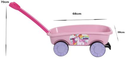 Imagem de Carrinho De Mao Brinquedo Infantil Criança Rosa Com Pá Rastelo Praia