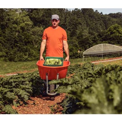 Imagem de Carrinho de Mão Caçamba Plástica Laranja Extrafunda 110 L Braço Metálico Pneu com Câmara Tramontina