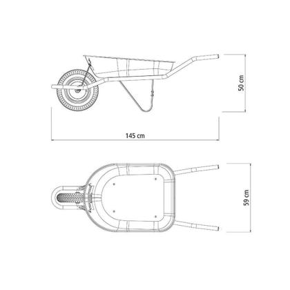 Imagem de Carrinho De Mão Caçamba Rasa Metálica Azul 50 L, Braço Metálico E Pneu Com Câmara