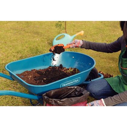 Imagem de Carrinho De Mão Caçamba Rasa Metálica Azul 50 L, Braço Metálico E Pneu Com Câmara