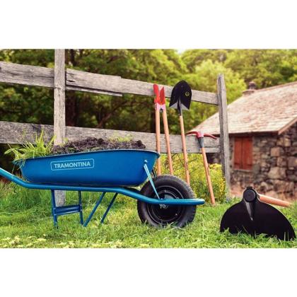 Imagem de Carrinho De Mão Caçamba Rasa Metálica Azul 50 L, Braço Metálico E Pneu Com Câmara