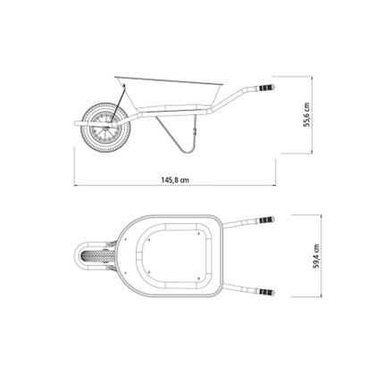 Imagem de Carrinho de Mão Tramontina Caçamba Funda Plástica Laranja 55 L, Braço Metálico  e Pneu com Câmara