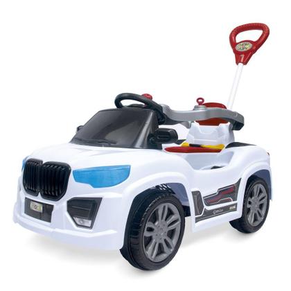 Imagem de Carrinho de Passeio Infantil BM CAR Police Azul e Branco Pedal Buzina Empurrador Ajustável Maral Brinquedos