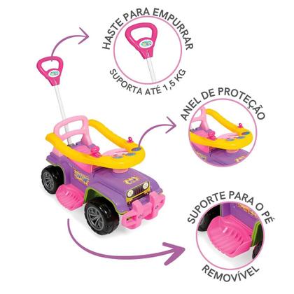 Imagem de Carrinho De Passeio Infantil Com Empurrador Bebe Jip Jip Menina