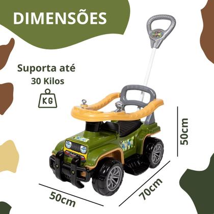 Imagem de Carrinho De Passeio Infantil Empurrador Quadriciclo Militar