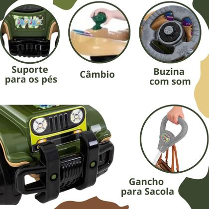 Imagem de Carrinho De Passeio Infantil Empurrador Quadriciclo Militar