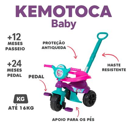 Imagem de Carrinho De Passeio Infantil Pedal Kemotoca Cachorro Com Haste Removivel Protecao Suporte
