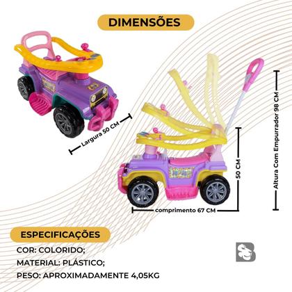 Imagem de Carrinho De Passeio Menina Menino Infantil Velotrol Empurrador Andador Bebe Jip Com Buzina e Som