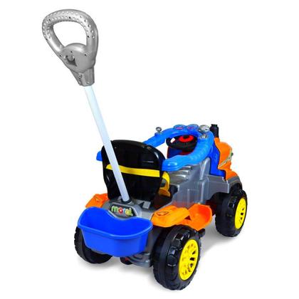 Imagem de Carrinho De Passeio Ou Pedal Com Empurrador Trator Laranja 3138 - Maral