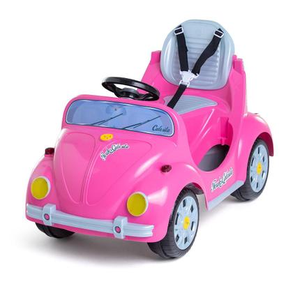 Imagem de Carrinho de Passeio ou Pedal Fusca Andador Infantil 2 em 1 Com Buzina Fouks Rosa - Calesita