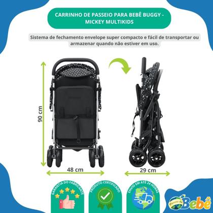 Imagem de Carrinho de Passeio P/Bebê Tipo Berço Buggy Mickey Multikids