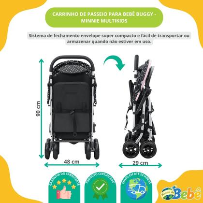 Imagem de Carrinho de Passeio P/Bebê Tipo Berço Buggy Minnie Multikids
