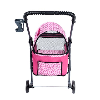 Imagem de Carrinho de passeio pet para cães e gatos até 15kg com porta copo, 2 guias para pet de pequeno porte