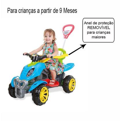 Imagem de Carrinho de Passeio Quadriciclo Infantil Maral Com Pedal Buzina Empurrador Motoquinha Spider