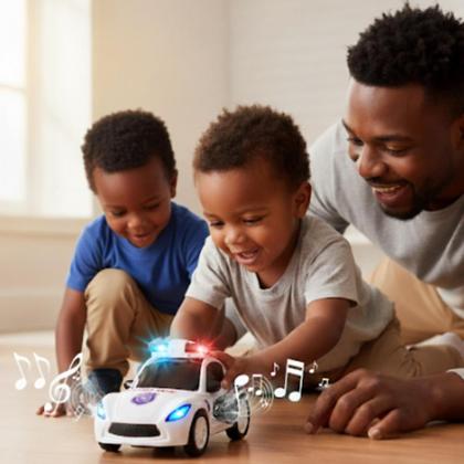 Imagem de Carrinho de Policia bate e volta Brinquedo com luz colorida e som de sirene.
