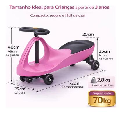 Imagem de Carrinho De Rolimã Infantil Kidino Rosa Com Preto