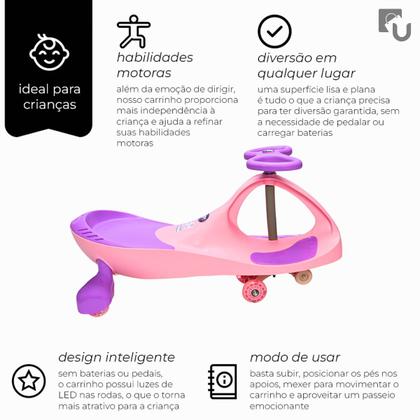 Imagem de Carrinho De Rolimã Infantil Rodinhas Com Led Criança Até 100kg Triciclo Criança Zippy Toys