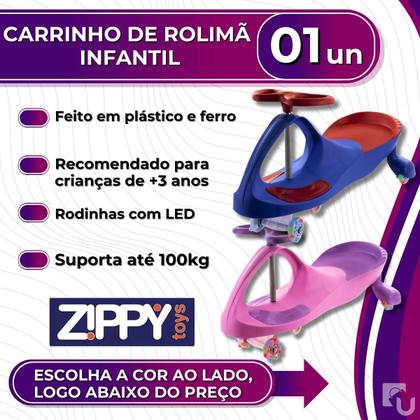 Imagem de Carrinho De Rolimã Infantil Rodinhas Com Led Criança Até 100kg Triciclo Criança Zippy Toys
