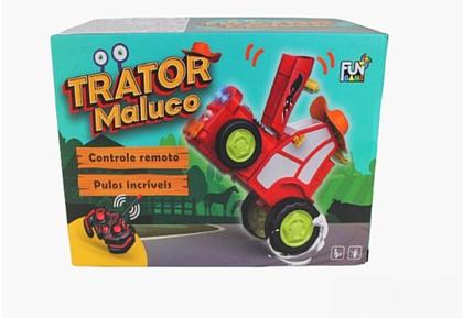 Imagem de Carrinho Divertido Brinquedo Infantil Trator Maluco Com Controle Remoto Som e Luzes