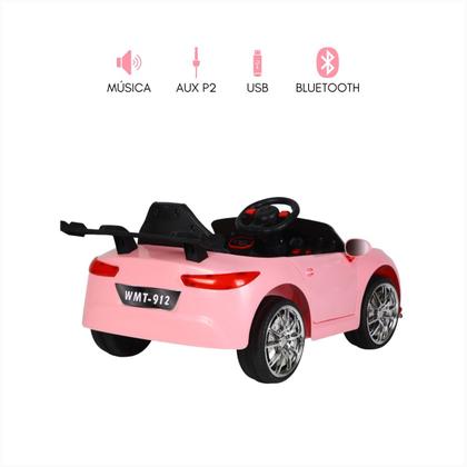 Imagem de Carrinho Elétrico 12V Infantil Esportivo Usb Bluetooth Musica Usb Luz Led Carregador Bivolt