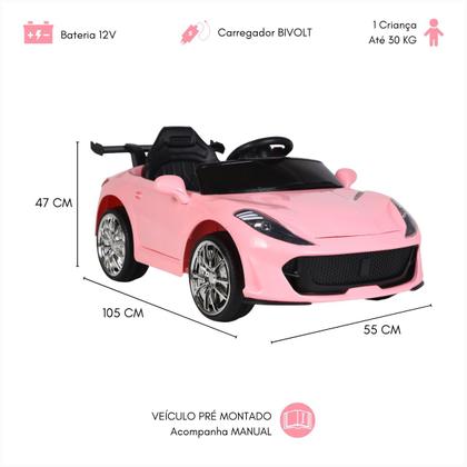 Imagem de Carrinho Elétrico 12V Infantil Esportivo Usb Bluetooth Musica Usb Luz Led Carregador Bivolt