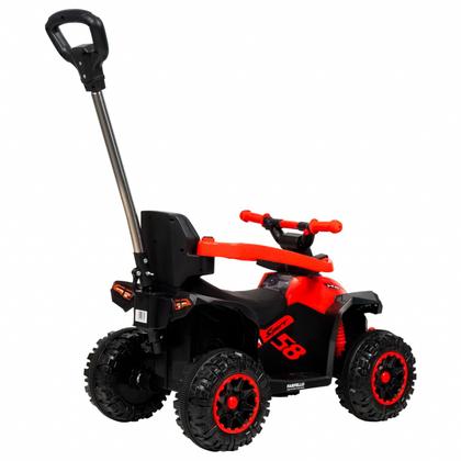 Imagem de Carrinho Elétrico De Passeio 6V Quadriciclo Infantil Vermelho Com Empurrador Luzes Sons