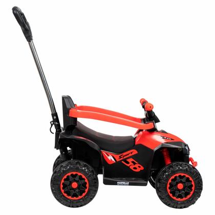 Imagem de Carrinho Elétrico De Passeio 6V Quadriciclo Infantil Vermelho Com Empurrador Luzes Sons