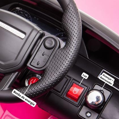 Imagem de Carrinho Elétrico Feminino Infantil Land Rover Velar Rosa Com Led Luzes MP3 Farol SD Controle Remoto