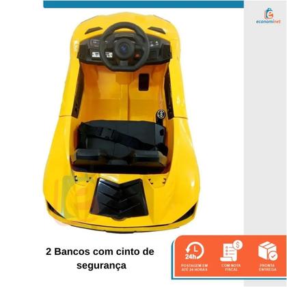 Imagem de Carrinho Elétrico Infantil Esportivo Carro Motorizado Mini Veículo Crianças 6V Bivolt Controle Remoto Usb Luzes e Som Até 25 Kg 2 Lugares Conversível