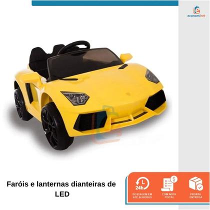 Imagem de Carrinho Elétrico Infantil Esportivo Carro Motorizado Mini Veículo Crianças 6V Bivolt Controle Remoto Usb Luzes e Som Até 25 Kg 2 Lugares Conversível