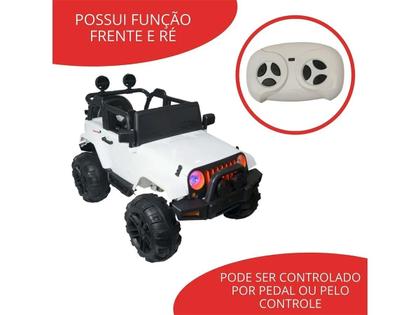 Imagem de Carrinho Elétrico Infantil Jeep Branco Música Luzes 12v Com Controle Remoto