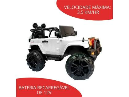 Imagem de Carrinho Elétrico Infantil Jeep Branco Música Luzes 12v Com Controle Remoto