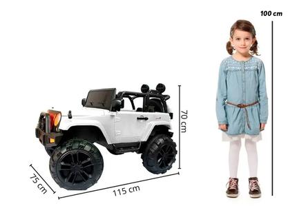 Imagem de Carrinho Elétrico Infantil Jeep Branco Música Luzes 12v Com Controle Remoto