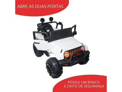 Imagem de Carrinho Elétrico Infantil Jeep Branco Música Luzes 12v Com Controle Remoto