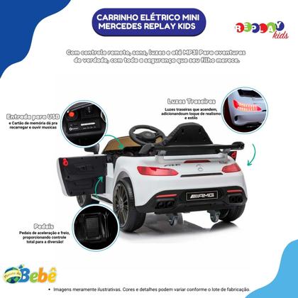 Imagem de Carrinho Elétrico Infantil Mini Mercedes Branco Replay Kids