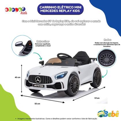 Imagem de Carrinho Elétrico Infantil Mini Mercedes Branco Replay Kids