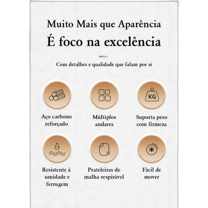 Imagem de Carrinho Em Aço Organizador Multiuso Com 3 Prateleiras