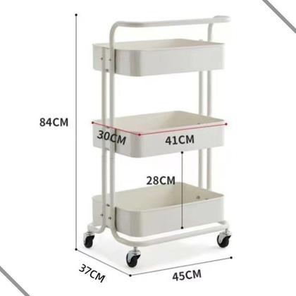 Imagem de Carrinho Em Aço Organizador Multiuso Com 3 Prateleiras