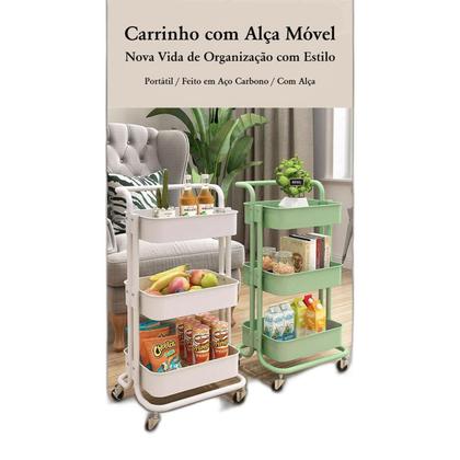Imagem de Carrinho Em Aço Organizador Multiuso Com 3 Prateleiras