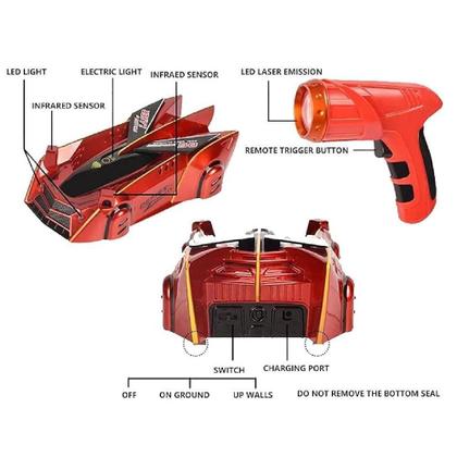 Imagem de Carrinho escala carro controle parede remoto sensor laser