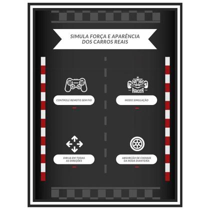 Imagem de Carrinho F1 Controle Remoto Simula Fumaça Led E Luz Real