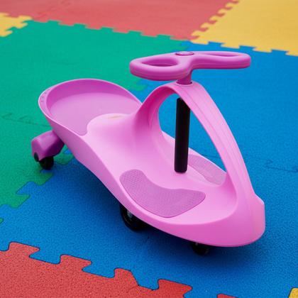 Imagem de Carrinho Ginga Car 360 Manual Rosa Infantil Menina 50 Kg Rodinha Com LED