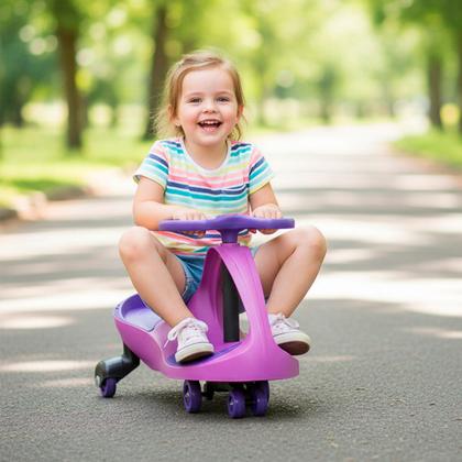 Imagem de Carrinho Ginga Car 360 Manual Rosa Infantil Menina 50 Kg Rodinha Com LED