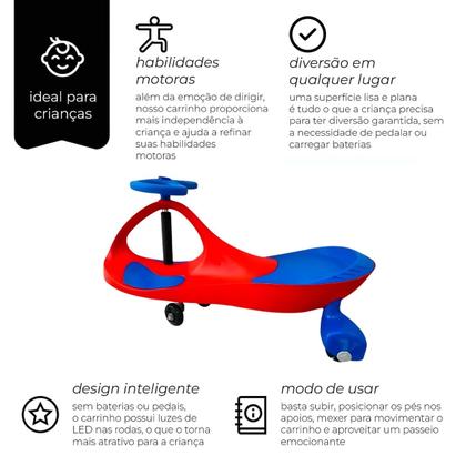 Imagem de Carrinho Ginga Car Infantil Com Led Triciclo Rolimã
