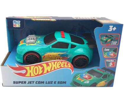 Imagem de Carrinho Hot Wheels Super Jet Verde Brinquedo Com 3 Funções Luzes e Sons - Multikids