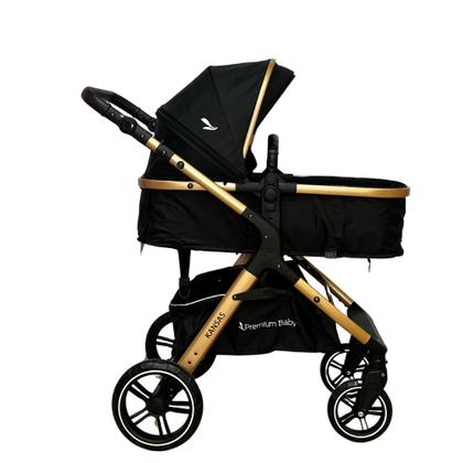 Imagem de Carrinho Kansas Gold Premium Baby c/ Bebê Conforto e Base