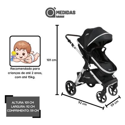 Imagem de Carrinho Kansas Silver Premium Baby Com Bebê Conforto E Base